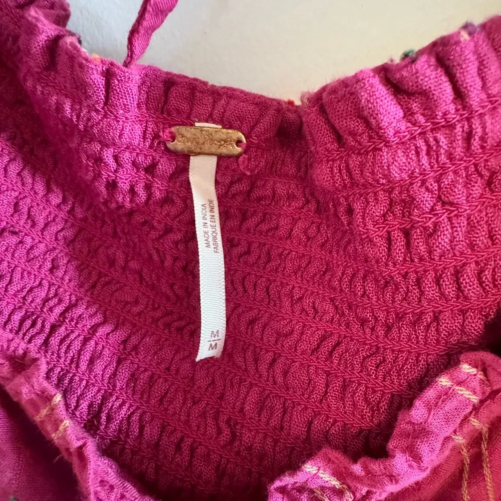 Free People Women’s Pink Seratonin Corset Puff Sleeve Top Size Medium